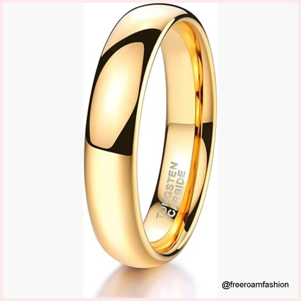 Tungsten Wedding Band Ring 2mm-8mm Comfort Fit Men Women Silver Gold Plated